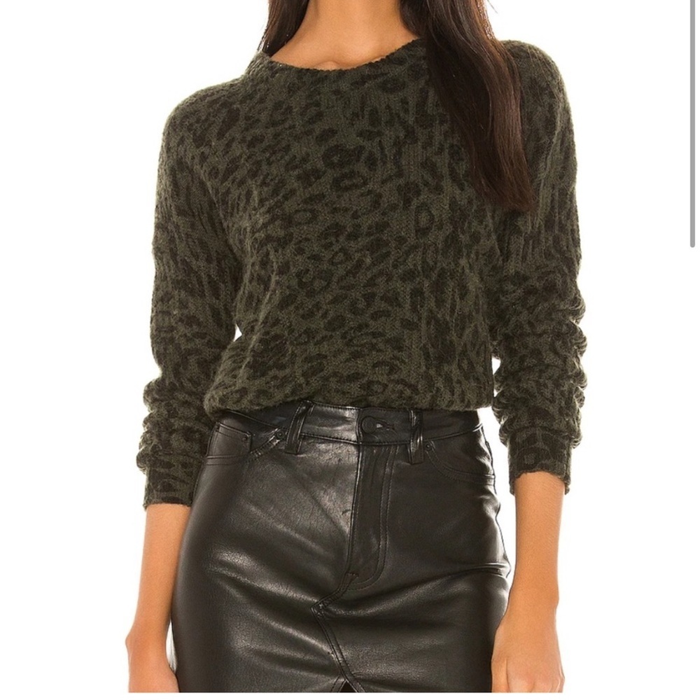 Rails Joanna Wool Sweater in Olive Leopard